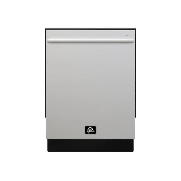 FORNO 3-Piece Appliance Package 24-inch built-in stainless steel dishwasher with sleek front panel and handle, designed to complement modern kitchen appliances.
