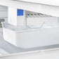 Side view of the ice maker inside the FORNO 36-inch French door refrigerator, featuring a built-in automatic ice dispenser—part of the FORNO 3-piece stainless steel appliance package.