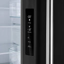 Close-up of the digital control panel inside the FORNO 30-Inch French Door Refrigerator in Black, featuring touch controls and LED display for easy temperature and settings adjustment.