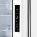 Close-up of the control panel inside the FORNO 30-Inch French Door Refrigerator in White, featuring digital temperature settings and touch controls for easy operation.