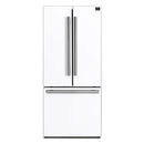 Front view of the FORNO 30-Inch French Door Refrigerator in White, featuring sleek French doors, minimalist handles, and a clean, modern white finish.