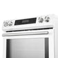 Close-up view of the stainless steel control knobs on the FORNO 30-Inch Induction Range in White, designed for precise heat control and a professional look.