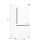 Dimensions view of the FORNO 31-inch right-hinge refrigerator in white, highlighting height, width, and depth specifications with measurement labels.