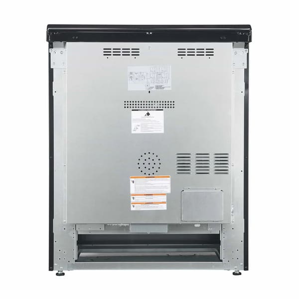 Rear view of the FORNO 30-inch electric range in stainless steel, showing the power connection area, ventilation openings, and rear panel design.