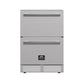 Straight-on view of the FORNO Cosenza Built-In Drawer Freezer with a modern stainless steel finish, dual freezer drawers, and clean, integrated design for seamless kitchen installation.