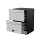 Right-side view of the FORNO Cosenza Built-In Drawer Freezer with both drawers open, showcasing spacious stainless steel storage compartments and smooth-glide drawer operation.
