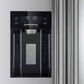 Close-up of the built-in ice maker inside the FORNO French Door Refrigerator, showing the ice bin and dispenser area within the freezer compartment.