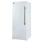 Right-angled front view of FORNO Maderno 28-Inch Built-In 13.6 Cu. Ft. Convertible Refrigerator in white with left-swing door, highlighting its slim profile, flush fit, and modern aesthetic.