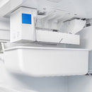 Close-up of the built-in ice maker inside the FORNO Moena 36″ French Door Refrigerator with Grill Trim, featuring automatic ice production and storage bin.
