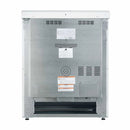 Rear view of the Forno 30-inch electric range in white, featuring a solid metal back panel with ventilation slots, electrical connection access, and safety labels for proper installation.