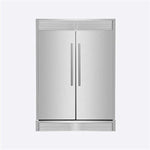 Front view of FORNO Maderno 60-Inch Convertible Refrigerator-Freezer in stainless steel with decorative trim, French doors, and sleek professional design.