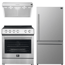 Forno Espresso Package - 30" Electric Range, Range Hood, and Refrigerator in Stainless, White, or Black