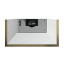 Top view of the Forno Vittorio 48-Inch Wall Mount Range Hood in white, featuring a smooth, flat chimney structure with clean edges and a crisp white finish, designed for seamless wall installation and modern kitchen aesthetics.