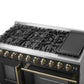 FORNO Galiano 48-Inch French Door Gas Range with 8 Burners and 6.58 Cu. Ft. Convection Oven in Black/White with Antique Brass Trim