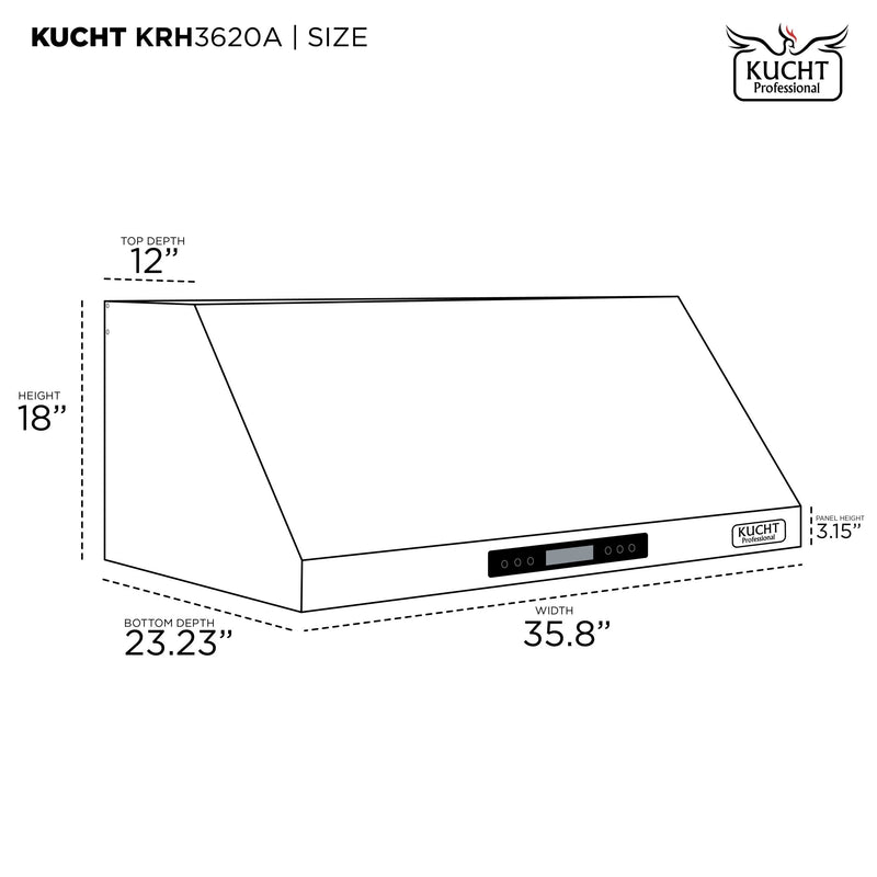 Kucht 36-Inch Under Cabinet Range Hood 900 CFM in Stainless Steel KRH3620A