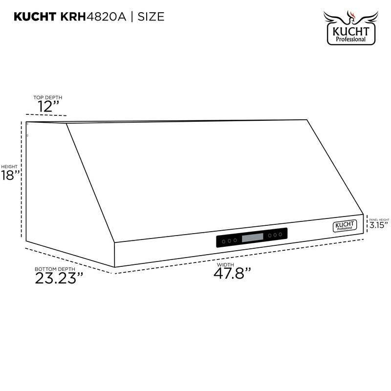 Kucht 48-Inch Under Cabinet Range Hood 1200 CFM in Stainless Steel & Silver (KRH4820A)
