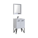Bosco 24 in. Modern Bathroom Vanity w/ White Countertop and Matching Mirror - High Gloss White
