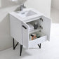 Bosco 24 in. Modern Bathroom Vanity w/ White Countertop and Matching Mirror - High Gloss White