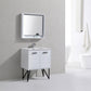 Bosco 30 in. Modern Bathroom Vanity w/ White Countertop and Matching Mirror - High Gloss White