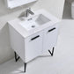 Bosco 30 in. Modern Bathroom Vanity w/ White Countertop and Matching Mirror - High Gloss White