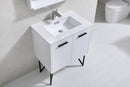 Bosco 30 in. Modern Bathroom Vanity w/ White Countertop and Matching Mirror - High Gloss White
