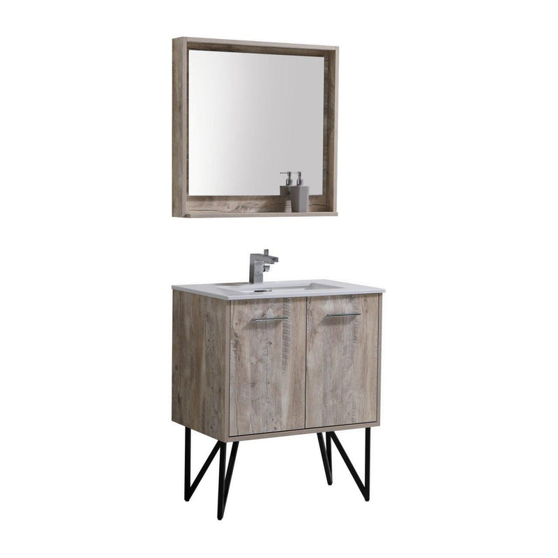 KubeBath Bosco 30 in. Modern Bathroom Vanity w/ Cream Countertop, KB30NW
