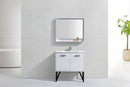 Bosco 36 in. Modern Bathroom Vanity w/ Quartz Countertop and Matching Mirror - High Gloss White