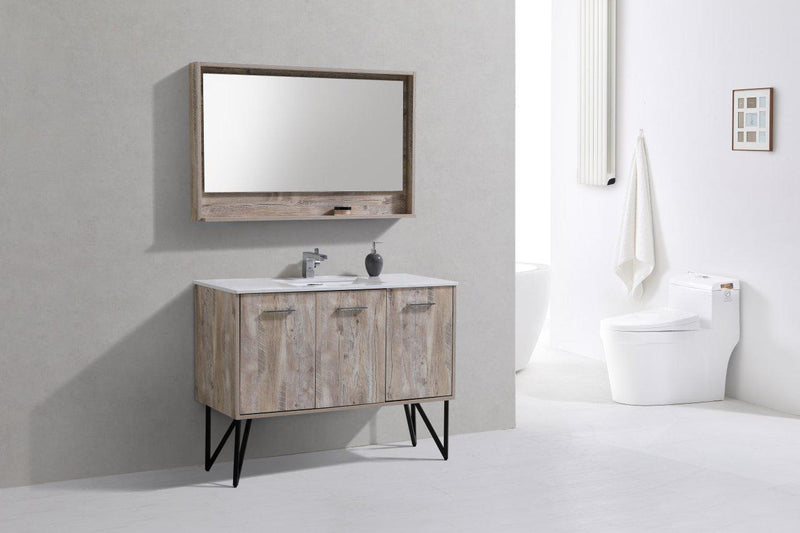KubeBath Bosco 48 in. Modern Bathroom Vanity w/ Quartz Countertop, KB48NW