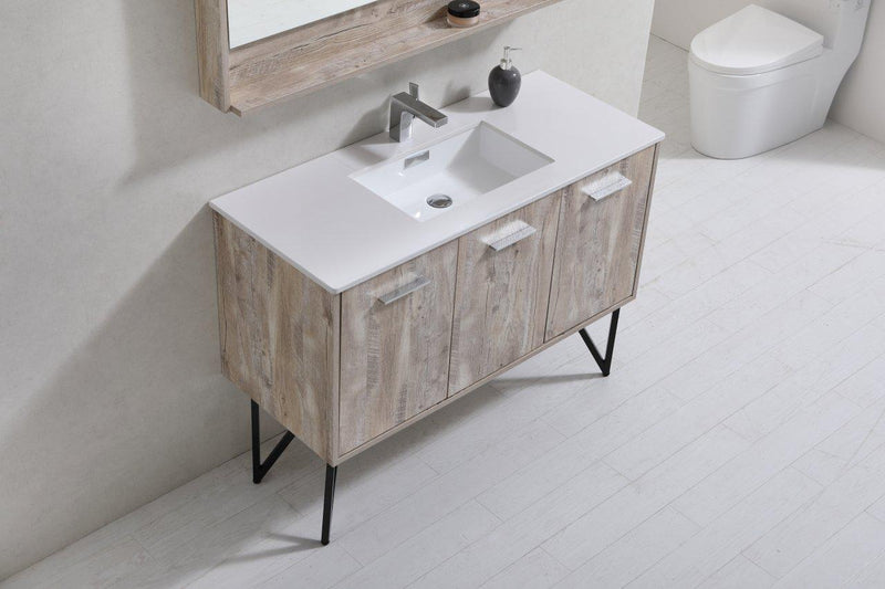 KubeBath Bosco 48 in. Modern Bathroom Vanity w/ Quartz Countertop, KB48NW
