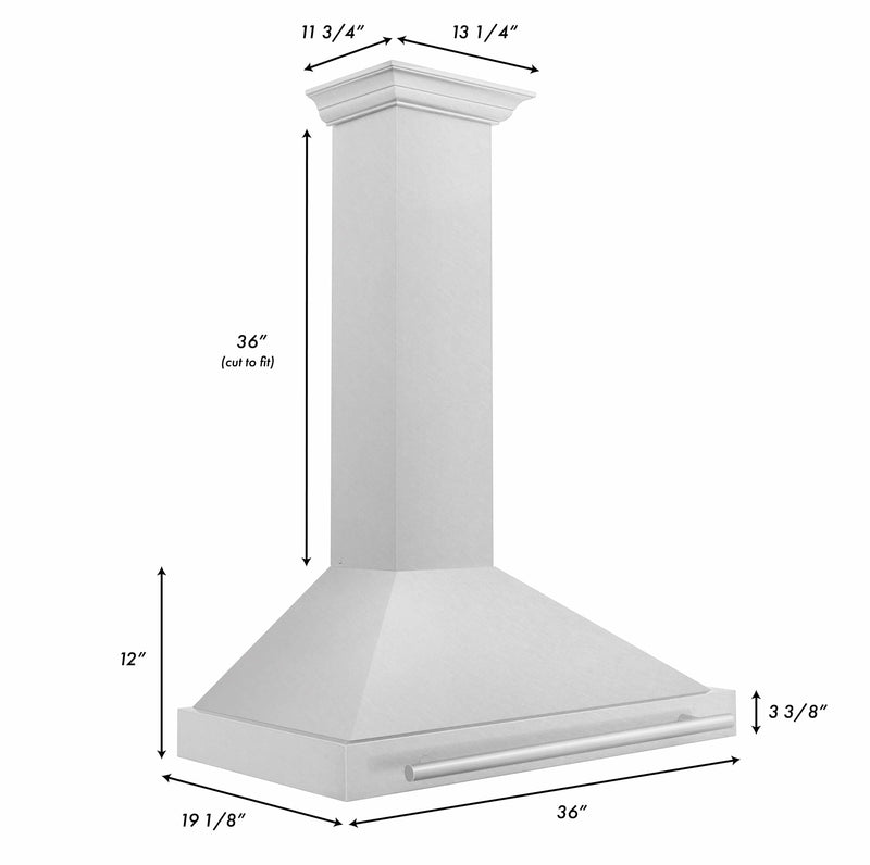 ZLINE 36-Inch Wall Mounted Range Hood in DuraSnow® Stainless Steel with Stainless Steel Handle (KB4SNX-36)