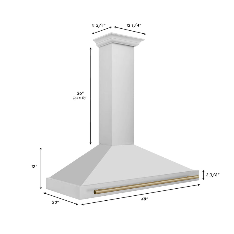 ZLINE 48-Inch Autograph Edition Wall Mounted Range Hood in Stainless Steel with Champagne Bronze Accents (KB4STZ-48-CB)