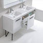 Bosco 60 in. Double Sink Modern Bathroom Vanity w/ Quartz Countertop and Matching Mirror - High Gloss White