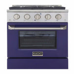 Kucht 30-Inch Pro-Style Dual Fuel Range in Stainless Steel with Blue Oven Door KDF302-B