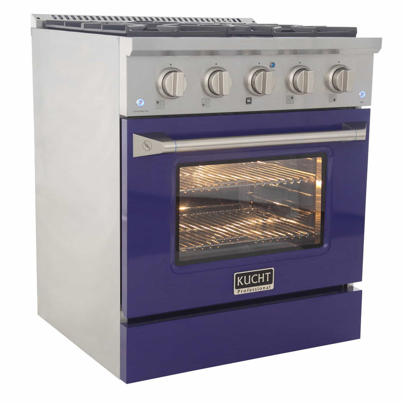 Kucht 30-Inch Pro-Style Dual Fuel Range in Stainless Steel with Blue Oven Door (KDF302-B)