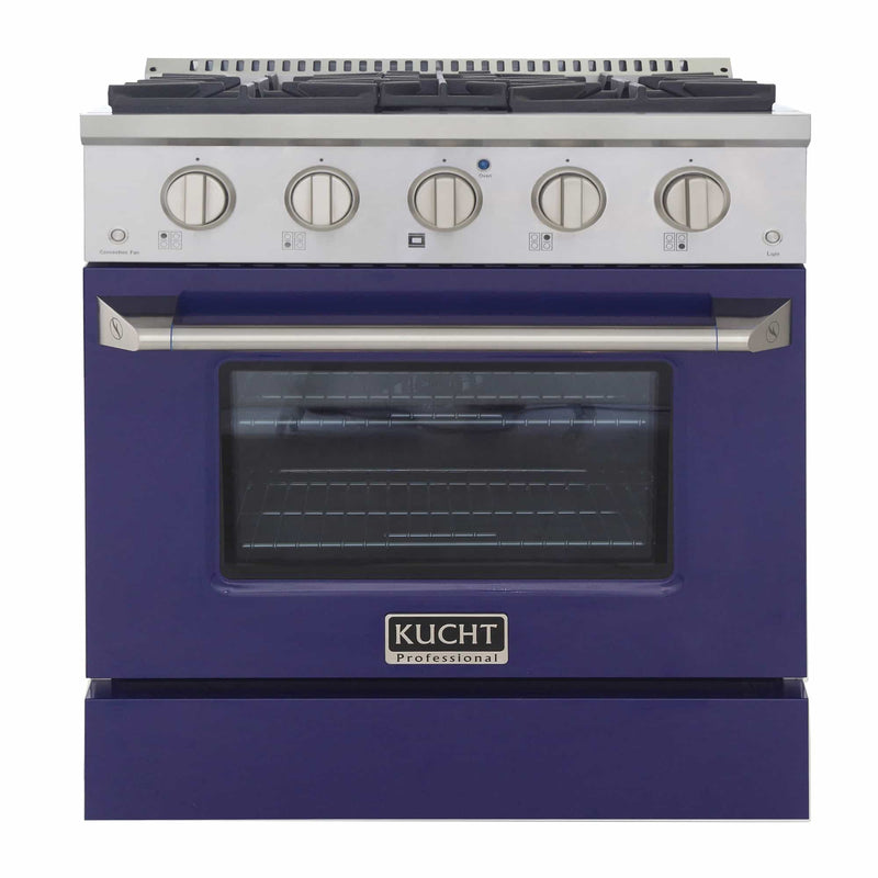 Kucht 30-Inch Pro-Style Dual Fuel Range in Stainless Steel with Blue Oven Door (KDF302-B)