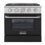 Kucht 30-Inch Pro-Style Dual Fuel Range in Stainless Steel with Black Oven Door KDF302-K
