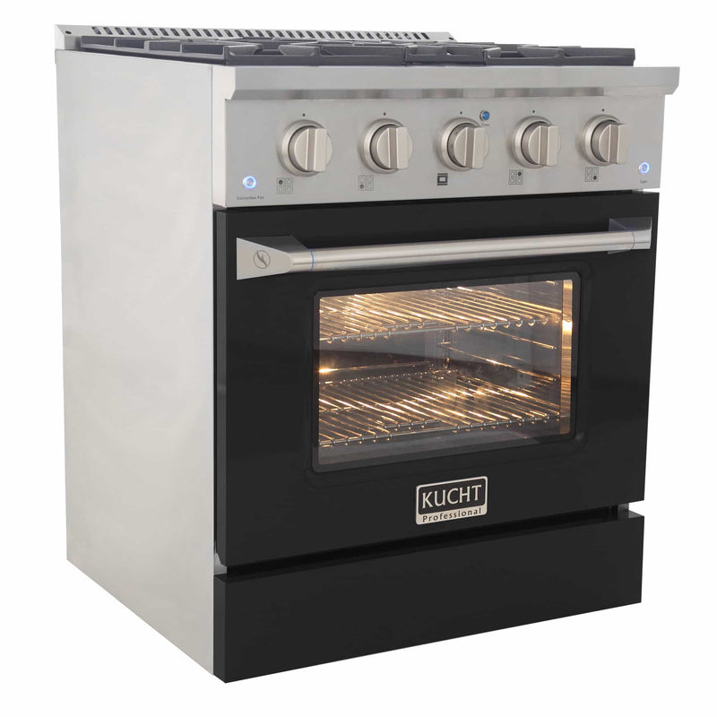 Kucht 30-Inch Pro-Style Dual Fuel Range in Stainless Steel with Black Oven Door KDF302-K