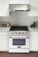 Kucht 30-Inch Pro-Style Dual Fuel Range in Stainless Steel with White Oven Door KDF302-W