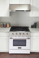 Kucht 30-Inch Pro-Style Dual Fuel Range in Stainless Steel with White Oven Door KDF302-W