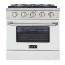 Kucht 30-Inch Pro-Style Dual Fuel Range in Stainless Steel with White Oven Door KDF302-W