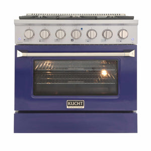 Kucht 36-Inch Pro-Style Dual Fuel Range in Stainless Steel with Blue Oven Door KDF362-B