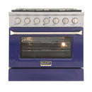 Kucht 36-Inch Pro-Style Dual Fuel Range in Stainless Steel with Blue Oven Door KDF362-B