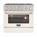 Kucht 36-Inch Pro-Style Dual Fuel Range in Stainless Steel with White Oven Door KDF362-W