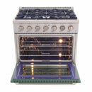 Kucht 36-Inch Pro-Style Dual Fuel Range in Stainless Steel with Green Oven Door KDF362-G