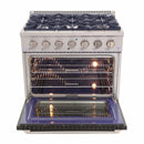 Kucht 36-Inch Pro-Style Dual Fuel Range in Stainless Steel with Black Oven Door KDF362-K