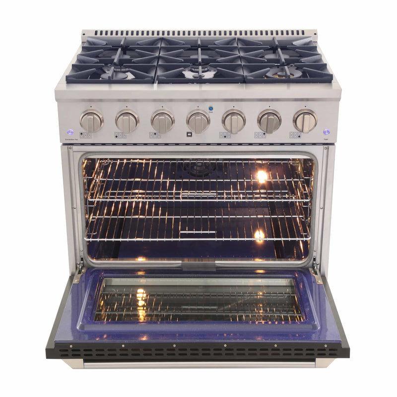 Kucht 36-Inch Pro-Style Dual Fuel Range in Stainless Steel with Black Oven Door KDF362-K