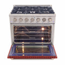 Kucht 36-Inch Pro-Style Dual Fuel Range in Stainless Steel with Red Oven Door KDF362-R