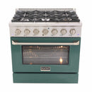 Kucht 36-Inch Pro-Style Dual Fuel Range in Stainless Steel with Green Oven Door KDF362-G
