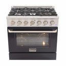 Kucht 36-Inch Pro-Style Dual Fuel Range in Stainless Steel with Black Oven Door KDF362-K