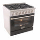 Kucht 36-Inch Pro-Style Dual Fuel Range in Stainless Steel with Black Oven Door KDF362-K